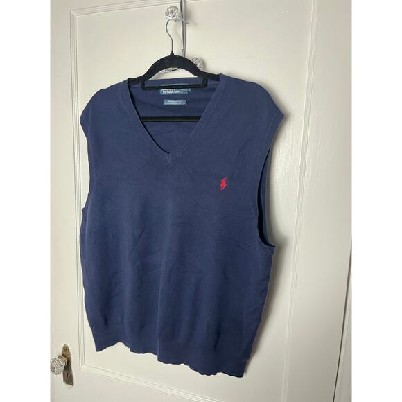Polo by Ralph Lauren Other - Polo Ralph Lauren Navy Blue Pima Cotton Classic Lightweight Sweater Vest XXL